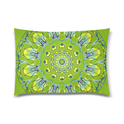 Yellow, Green, Purple Flowers, Leaves Mandala Olive Custom Zippered Pillow Case 20"x30"(Twin Sides)