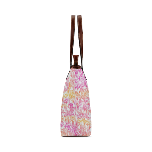 pink yellow white feather pattern Shoulder Tote Bag (Model 1646)