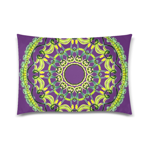 Lights Leaves Opera Green Flowers Theater Mandala Plum Purple Custom Zippered Pillow Case 20"x30"(Twin Sides)