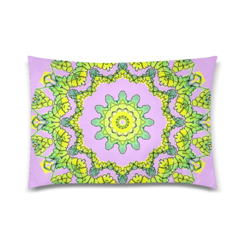 Glowing Green Leaves Flower Arches Star Mandala Lilac Custom Zippered Pillow Case 20"x30"(Twin Sides)