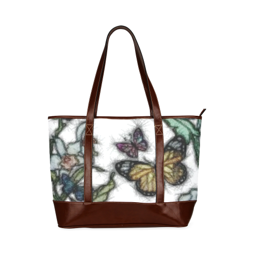 Butterflies and Flowers Tote Handbag (Model 1642)