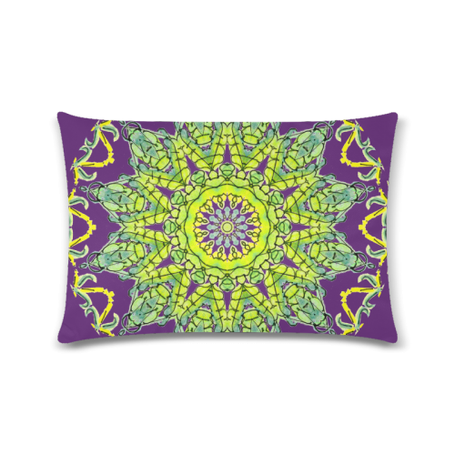 Lime Green Yellow Leaves Star Matrix Mandala Plum Purple