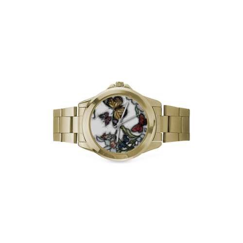 Butterflies and Flowers Custom Gilt Watch(Model 101)