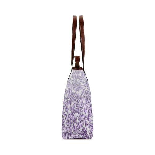 purple ombre feathers pattern white Shoulder Tote Bag (Model 1646)