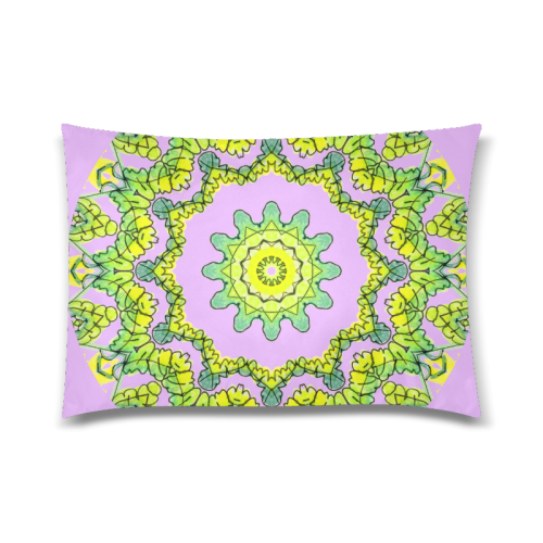 Glowing Green Leaves Flower Arches Star Mandala Lilac Custom Zippered Pillow Case 20"x30"(Twin Sides)