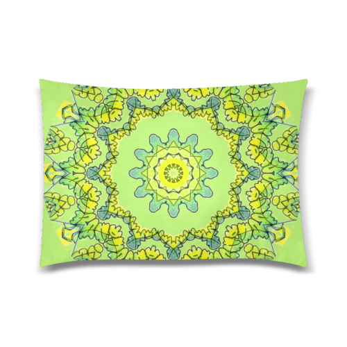 Glowing Green Leaves Flower Arches Star Mandala Spring Bud Custom Zippered Pillow Case 20"x30"(Twin Sides)