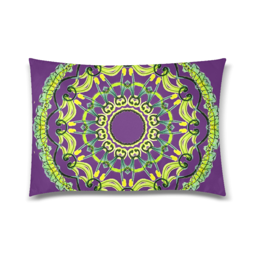 Lights Leaves Opera Green Flowers Theater Mandala Plum Purple Custom Zippered Pillow Case 20"x30"(Twin Sides)