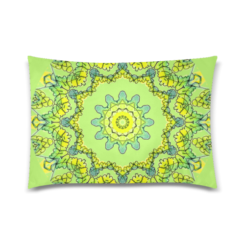 Glowing Green Leaves Flower Arches Star Mandala Spring Bud Custom Zippered Pillow Case 20"x30"(Twin Sides)