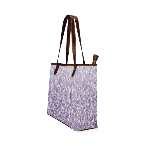 purple ombre feathers pattern white Shoulder Tote Bag (Model 1646)