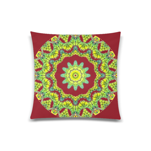 Glowing Green Leaves Flower Arches Star Mandala Maroon