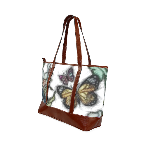 Butterflies and Flowers Tote Handbag (Model 1642)