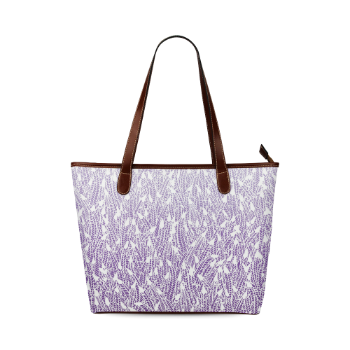 purple ombre feathers pattern white Shoulder Tote Bag (Model 1646)