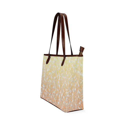 yellow orange ombre feather pattern white Shoulder Tote Bag (Model 1646)