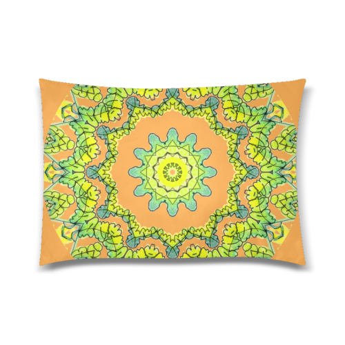 Glowing Green Leaves Flower Arches Star Mandala Salmon