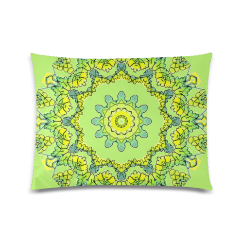 Glowing Green Leaves Flower Arches Star Mandala Spring Bud Custom Zippered Pillow Case 20"x26"(Twin Sides)