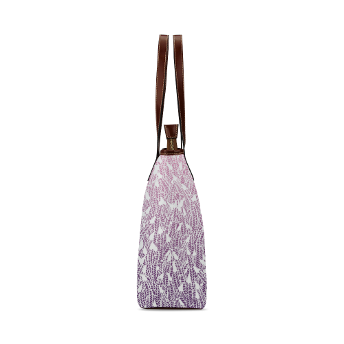 pink purple ombre feather pattern white Shoulder Tote Bag (Model 1646)