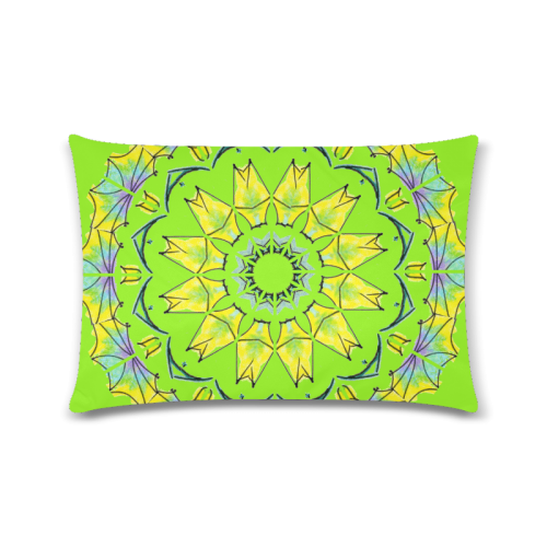 Yellow Green Purple Flowers Leaves Wheel Mandala Lime