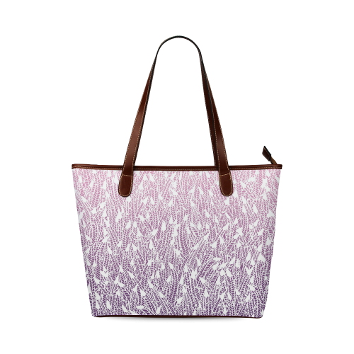pink purple ombre feather pattern white Shoulder Tote Bag (Model 1646)