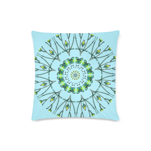 Glowing Green Flower Vines Branches Matrix Mandala Sky Blue