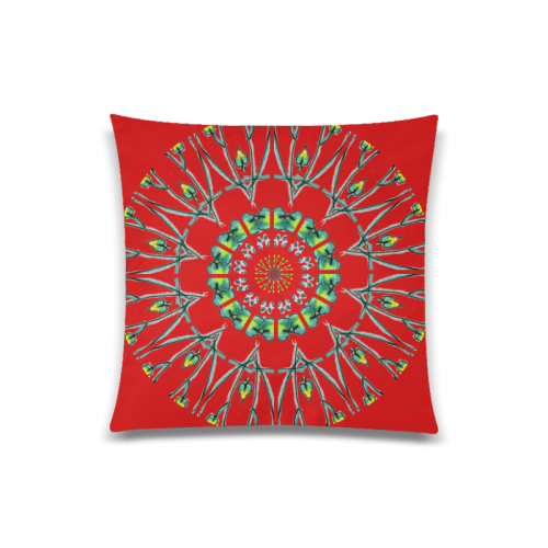 Glowing Green Flower Vines Branches Matrix Mandala Red