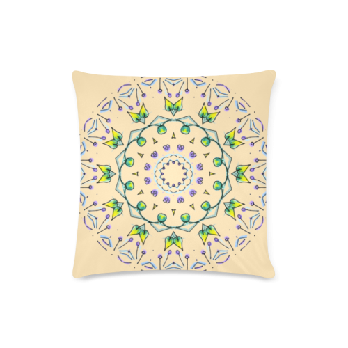 Green Yellow Purple Leaves Bugs Mystical Matrix Peach Custom Zippered Pillow Case 16"x16"(Twin Sides)