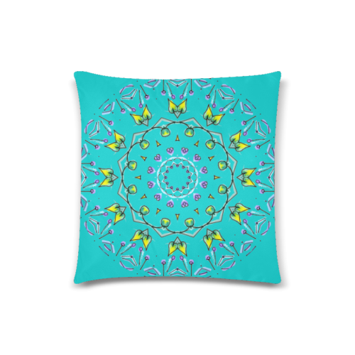 Green Yellow Purple Leaves Bugs Mystical Matrix Robin Egg Blue Custom Zippered Pillow Case 18"x18" (one side)