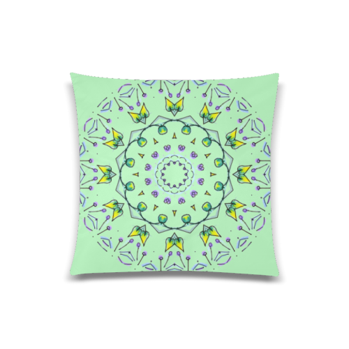 Green Yellow Purple Leaves Bugs Mystical Matrix Honeydew Custom Zippered Pillow Case 20"x20"(Twin Sides)