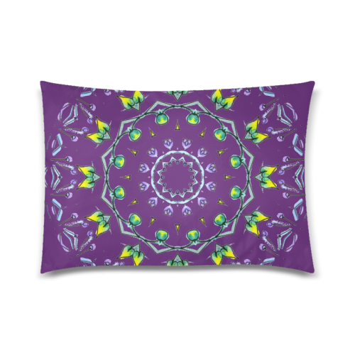 Green Yellow Purple Leaves Bugs Mystical Matrix Plum Purple Custom Zippered Pillow Case 20"x30"(Twin Sides)