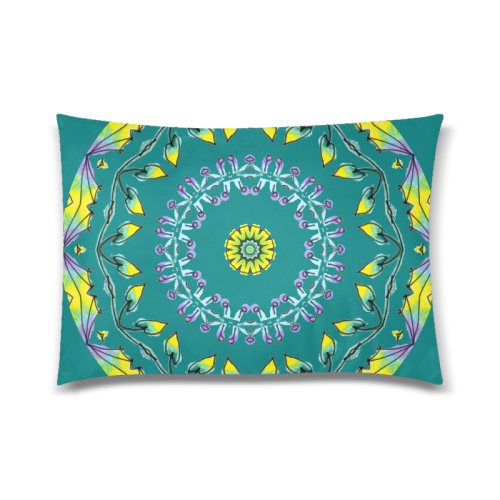 Yellow Purple Green Flower Dance Mandala Deep Teal