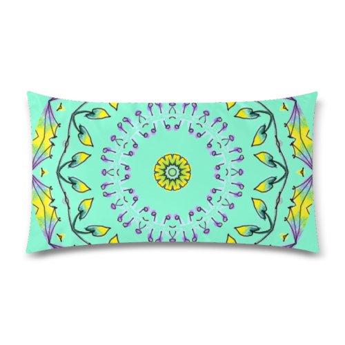 Yellow Purple Green Flower Dance Mandala Aquamarine