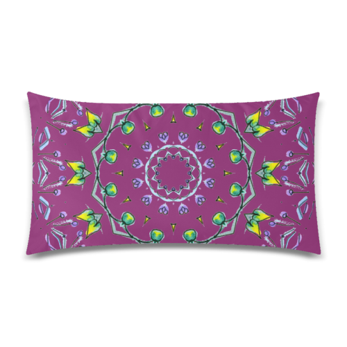 Green Yellow Purple Leaves Bugs Mystical Matrix Berry Rectangle Pillow Case 20"x36"(Twin Sides)