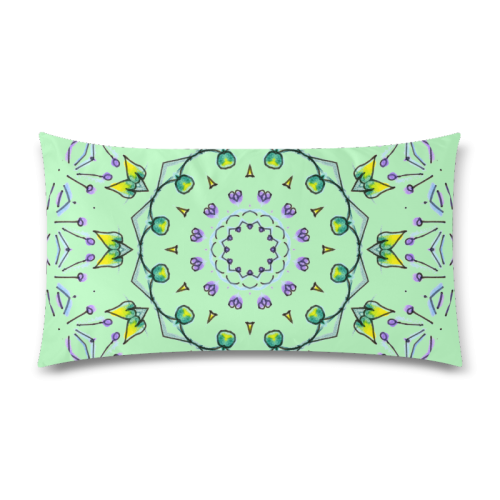 Green Yellow Purple Leaves Bugs Mystical Matrix Honeydew Rectangle Pillow Case 20"x36"(Twin Sides)