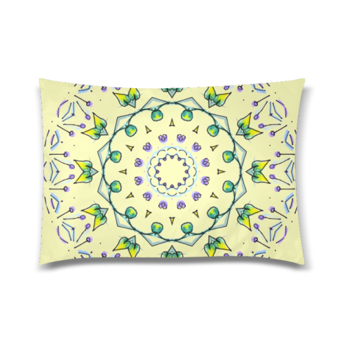 Green Yellow Purple Leaves Bugs Mystical Matrix Cream Custom Zippered Pillow Case 20"x30"(Twin Sides)