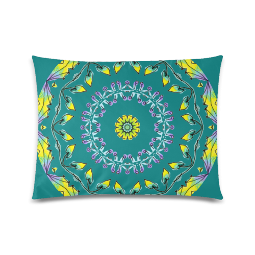 Yellow Purple Green Flower Dance Mandala Deep Teal