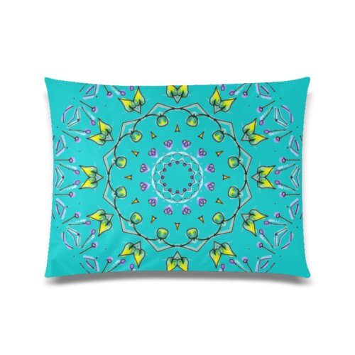 Green Yellow Purple Leaves Bugs Mystical Matrix Robin Egg Blue Custom Zippered Pillow Case 20"x26"(Twin Sides)