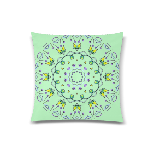 Green Yellow Purple Leaves Bugs Mystical Matrix Honeydew Custom Zippered Pillow Case 20"x20"(Twin Sides)