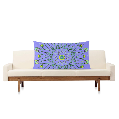 Green Vines Leaves Star Wheel Matrix Mandala Iris Rectangle Pillow Case 20"x36"(Twin Sides)