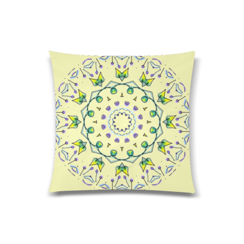 Green Yellow Purple Leaves Bugs Mystical Matrix Cream Custom Zippered Pillow Case 20"x20"(Twin Sides)