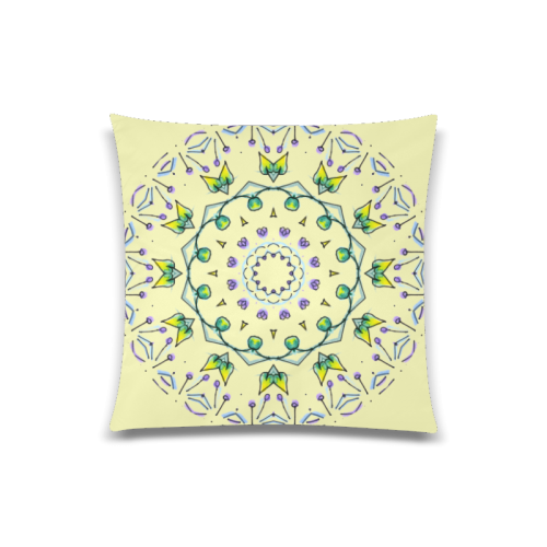 Green Yellow Purple Leaves Bugs Mystical Matrix Cream Custom Zippered Pillow Case 20"x20"(Twin Sides)