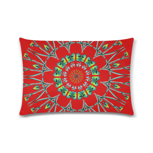 Glowing Green Flower Vines Branches Matrix Mandala Red Custom Zippered Pillow Case 16"x24"(Twin Sides)