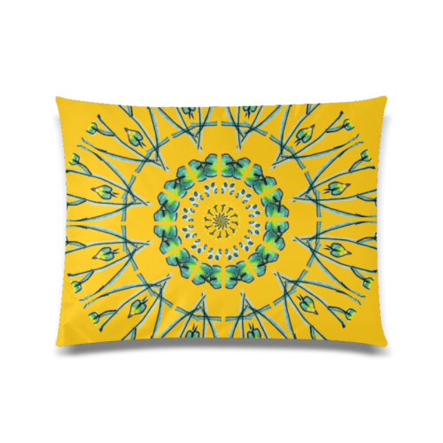 Glowing Green Flower Vines Branches Matrix Mandala Gold Custom Zippered Pillow Case 20"x26"(Twin Sides)