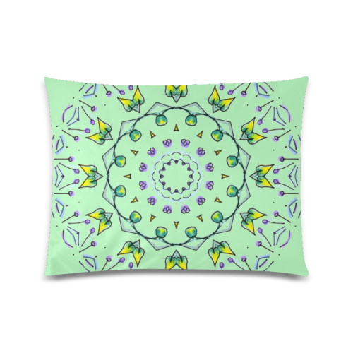 Green Yellow Purple Leaves Bugs Mystical Matrix Honeydew Custom Zippered Pillow Case 20"x26"(Twin Sides)