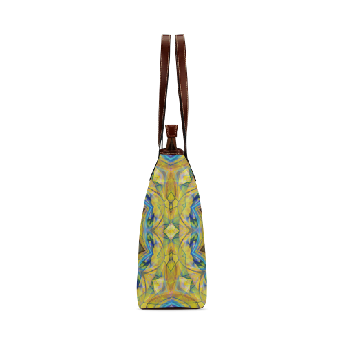 Blue Sky Golden Cornfield mandala abstract art Shoulder Tote Bag (Model 1646)