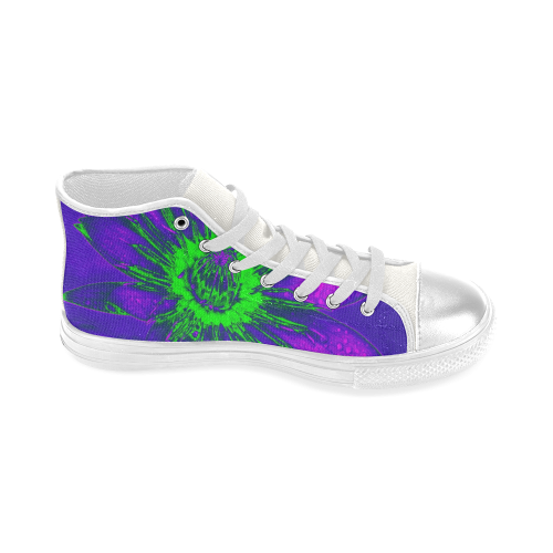 Purple Water Lily Women's Classic High Top Canvas Shoes (Model 017)