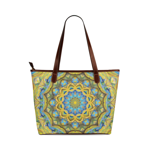 Blue Sky Golden Cornfield mandala abstract art Shoulder Tote Bag (Model 1646)