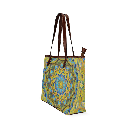 Blue Sky Golden Cornfield mandala abstract art Shoulder Tote Bag (Model 1646)