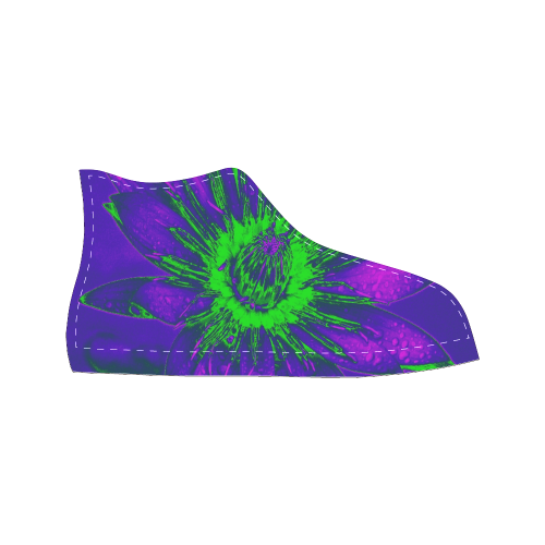 Purple Water Lily Women's Classic High Top Canvas Shoes (Model 017)