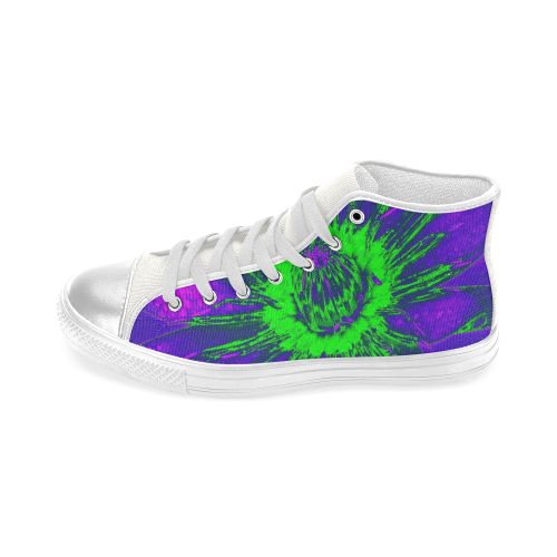 Purple Water Lily Women's Classic High Top Canvas Shoes (Model 017)