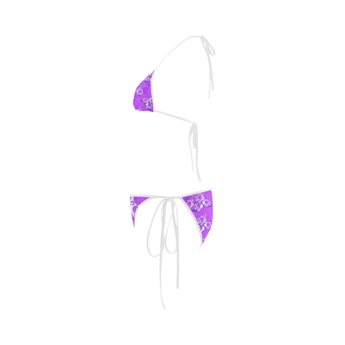Zappy Purple Flowers Custom Bikini Swimsuit