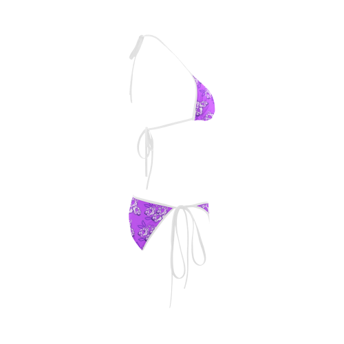 Zappy Purple Flowers Custom Bikini Swimsuit